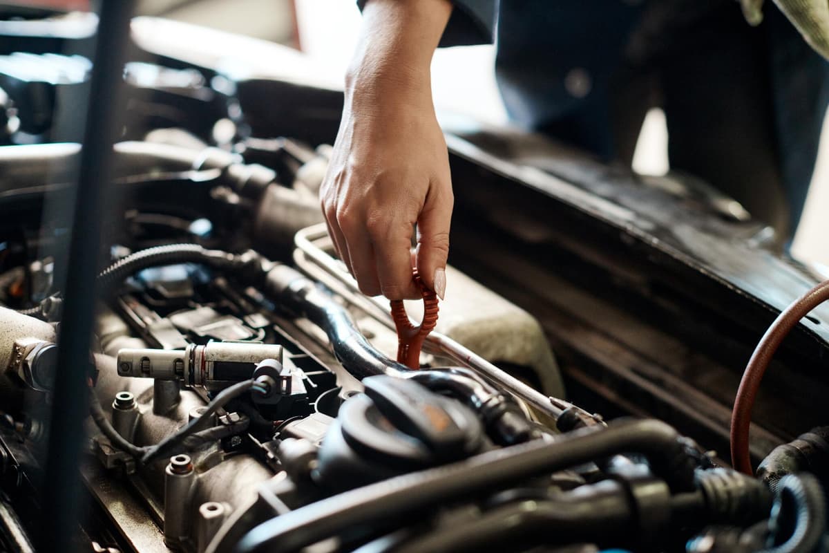 Mechanic working on a car